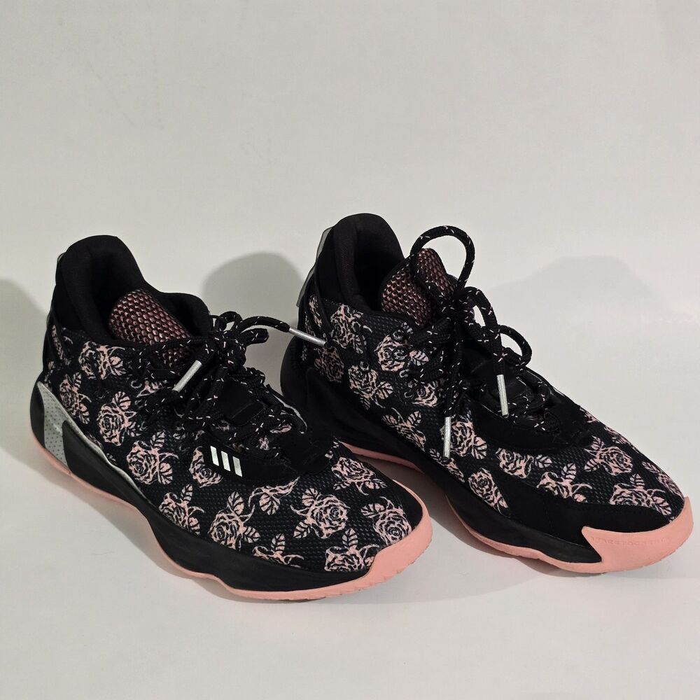 Adidas - Size 8 - Shoes - Dame 7 Rose City Floral Print Sneakers - Black Pink